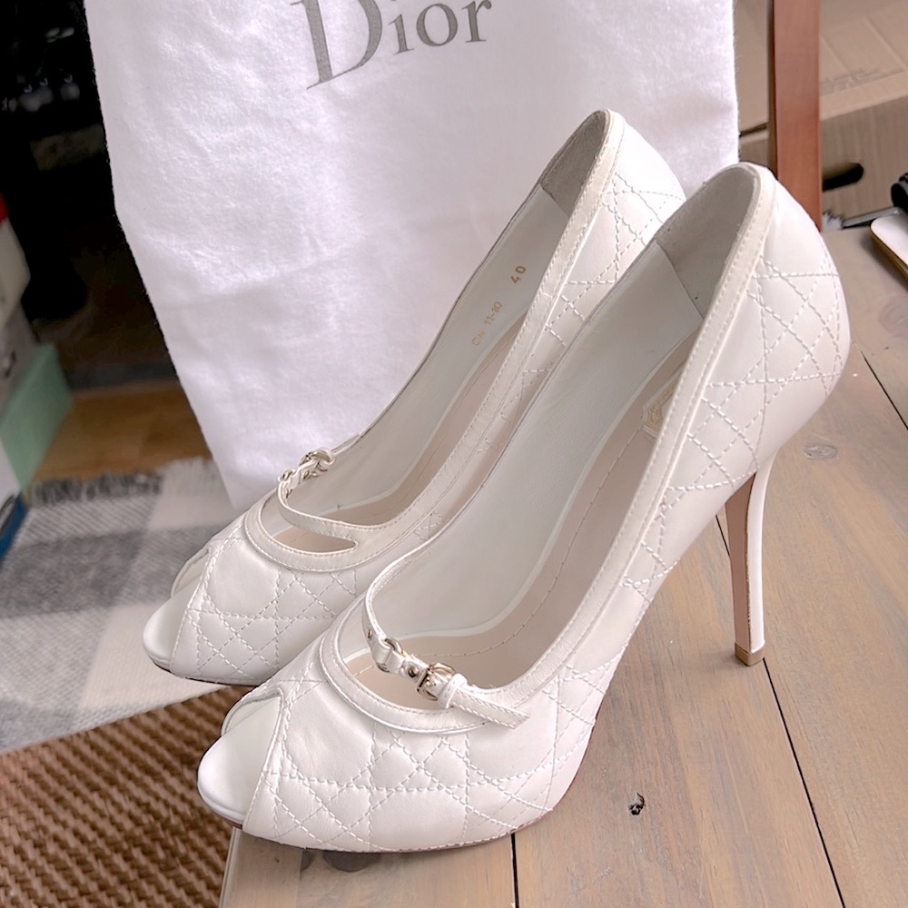 NWOT DIOR White Peep Toe Heels, 40